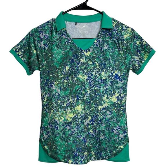 Adidas Girls Green Golf Polo Shirt Short Lightweight Polyester Blend Size M - Picture 2 of 8